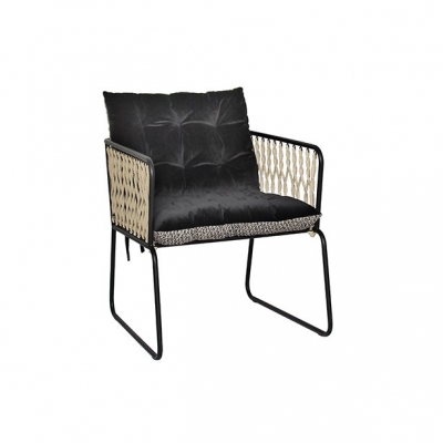 Munio fluweel fauteuil zwart en grijs, metalen voet 57x65x64cm 7802007