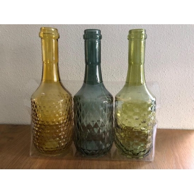 Vaasjes pastel set 3 stuks ginger, donker groen, geel 23 x 8 x 23 cm (lxbxh)   7 cm 5982278 