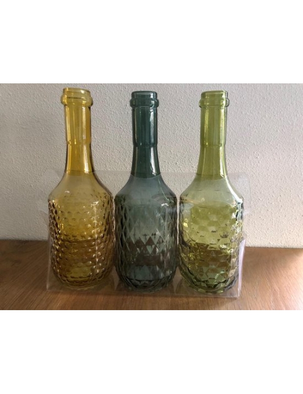 Vaasjes pastel set 3 stuks ginger, donker groen, geel 23 x 8 x 23 cm (lxbxh)   7 cm 5982278 