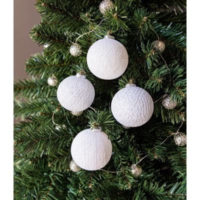 Cotton Ball kerstballen wit - Snowflake 12 ballen