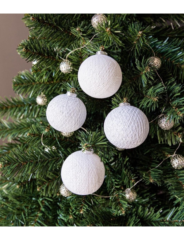 Cotton Ball kerstballen wit - Snowflake 12 ballen