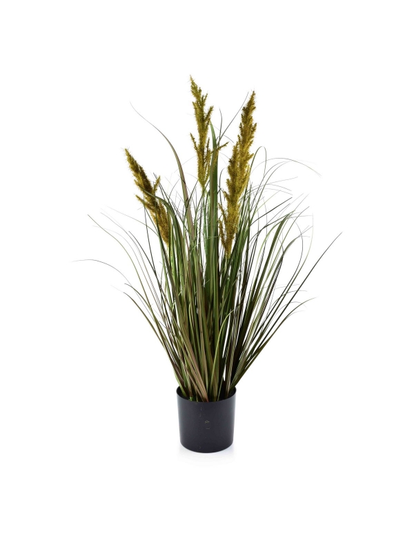 Kunstbloem donkergroen gras in pot, h75cm HTQB9016