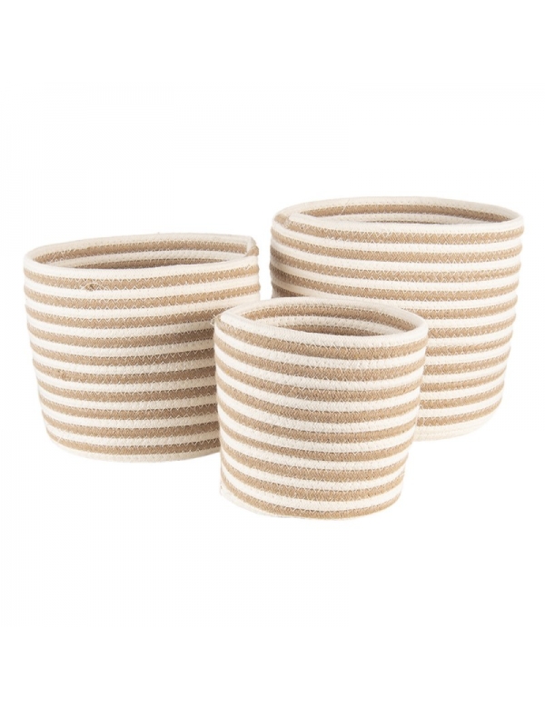 OPBERGMANDEN 6RO0517 SET VAN 3   26   26   19 CM BEIGE BRUIN ZEEGRAS ROND MAND