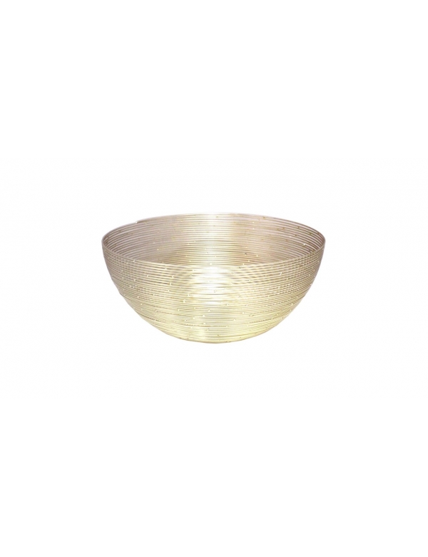 Sierschaal rond   30  cm in elegante draadstructuur aluminium goud