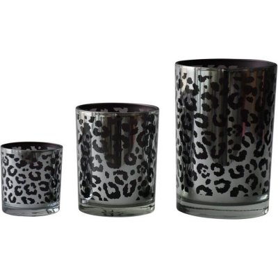 Waxinelichthouder zilver leopard medium 12 cm