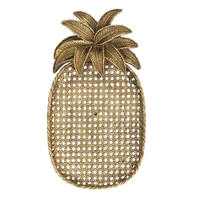 DECORATIE SCHAAL ANANAS 6PR4774 40*22*4 CM GOUDKLEURIG KUNSTSTOF