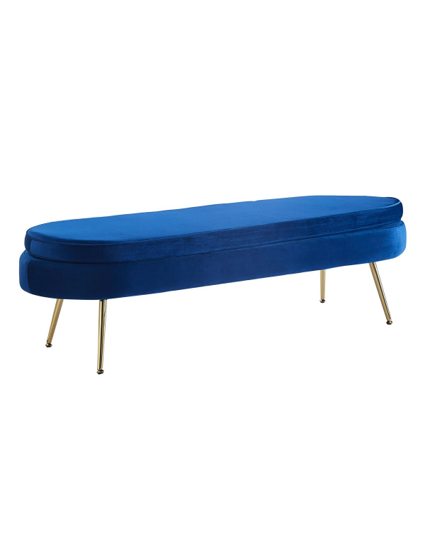 Poef ovaal lang 142 cm gemaakt van donkerblauw fluweel 371862 