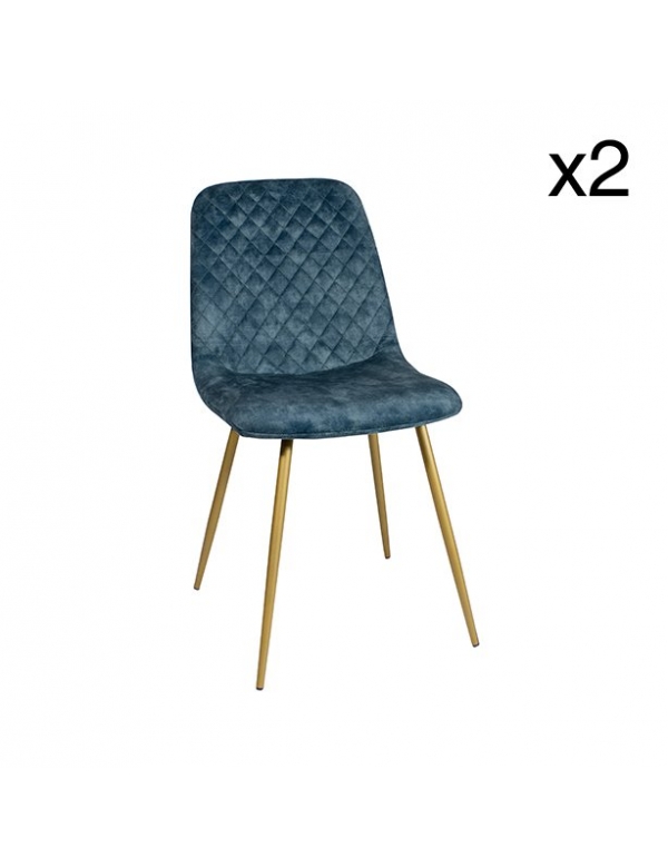 Brach blauw set van 2 fluwelen stoelen 56x43.5xh89cm  7804066