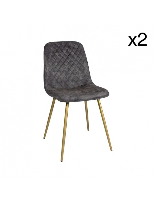 Brach grijs set van 2 fluwelen stoelen 56x43.5xh89cm 7804065