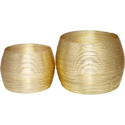 Theelichthouders set 2-delige kandelaar Paris wire look aluminium verguld