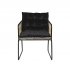Munio fluweel fauteuil zwart en grijs, metalen voet 57x65x64cm 7802007