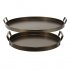 DECORATIEF DIENBLAD 6Y4987 SET VAN 2   47   32 CM BRUIN IJZER ROND